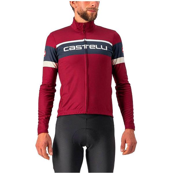 Castelli Fietsshirt lange mouwen Heren Bordeaux Kalk - PASSISTA JERSEY BORDEAUX SAVILE BLUE-CHALK - XL