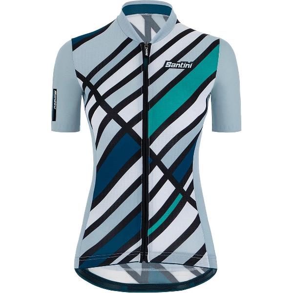 Santini Fietsshirt Korte mouwen Blauw Dames - Eco Sleek Raggi S/S Jersey For Women Silver Bullet - L