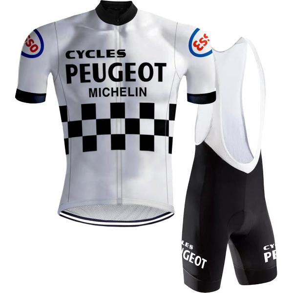 Retro Wielertenue Peugeot Wit/Zwart - REDTED (3XL)