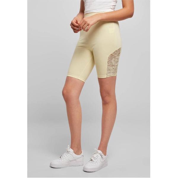 Urban Classics - High Waist Lace Inset Korte cycle broek - XS - Geel