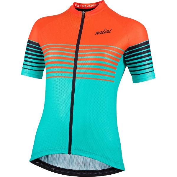 Nalini - Dames - Fietsshirt - Korte Mouwen - Wielrenshirt - Blauw - Oranje - CROSS LADY JERSEY - XL