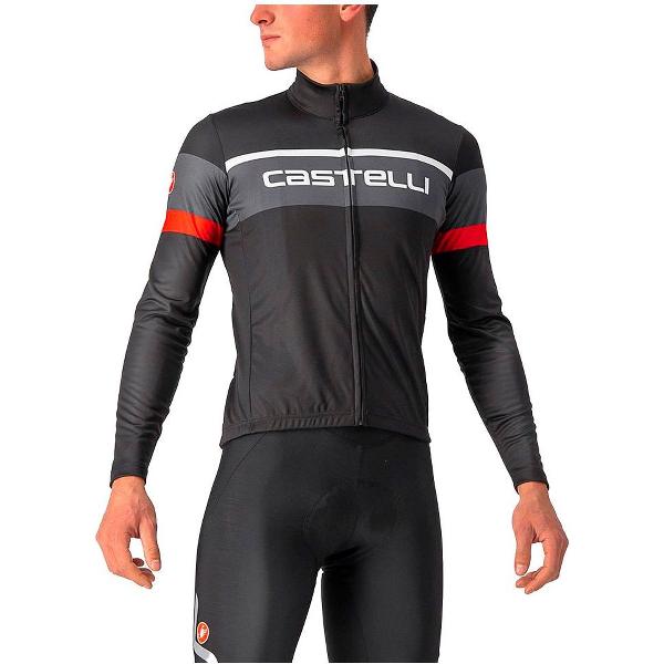 Castelli PASSISTA Fietsshirt LIGHT BLACK/DARK GRAY-RED - Mannen - maat M