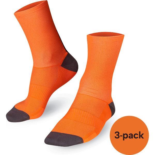 BIORACER Klassieke Fietssokken Multipack - Unisex Wielrensokken voor Optimaal Comfort - Oranje - Maat 39-41 - 3 Stuks