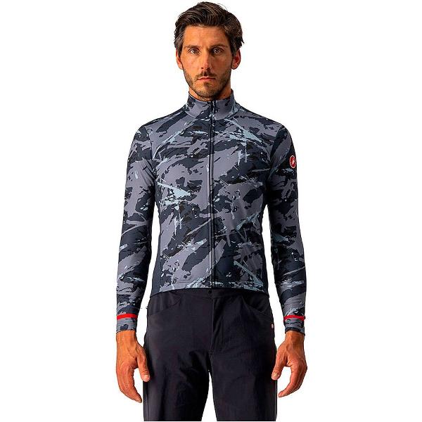 Castelli Fietsshirt lange mouwen Heren Grijs Blauw - UNLIMITED THERMAL JERSEY GRAY BLUE - XL