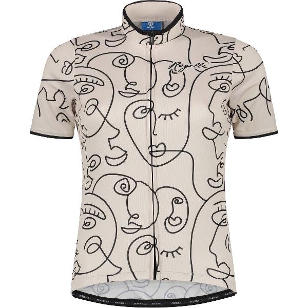 Rogelli Faces Fietsshirt - Korte Mouwen - Dames - Taupe, Zwart - Maat XL