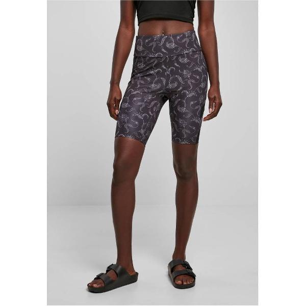 Urban Classics - High Waist Tech Mesh AOP Korte cycle broek - S - Zwart