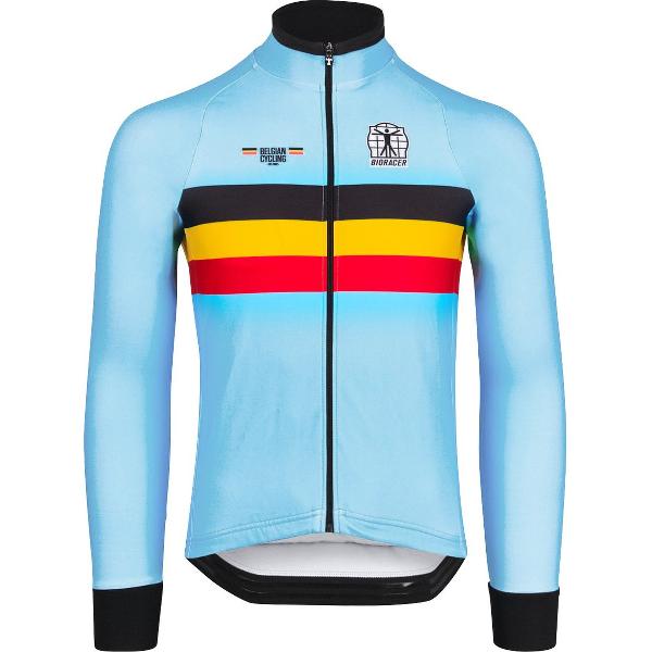 BIORACER Official Team België (2023) - Fietsshirt Lange Mouwen - Fietskledij - Wielrennen - Blauw XXL