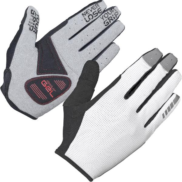 GripGrab - Shark Padded Lange Vinger Zomer MTB Gravel Fietshandschoenen - Wit - Unisex - Maat M