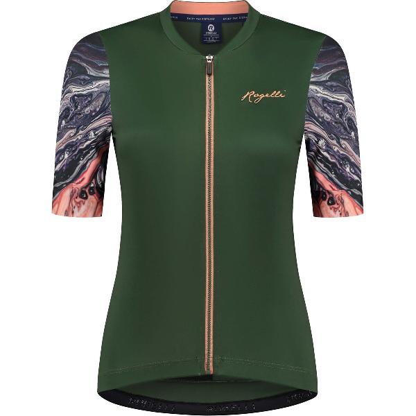 Rogelli Liquid Fietsshirt - Korte Mouwen - Dames - Groen, Koraal - Maat XS