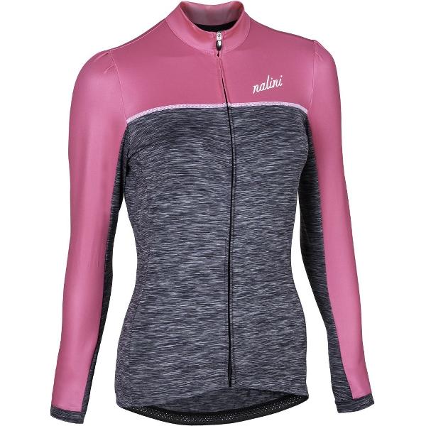 Nalini phad dames fietsshirt lange mouwen grijs roze Maat M