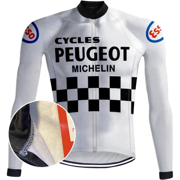 Retro Winter Wielerjack (fleece) Peugeot Wit - REDTED (S)