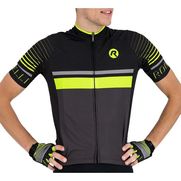 Rogelli Hero Fietsshirt - Korte Mouwen - Heren - Grijs, Zwart, Fluor - Maat S