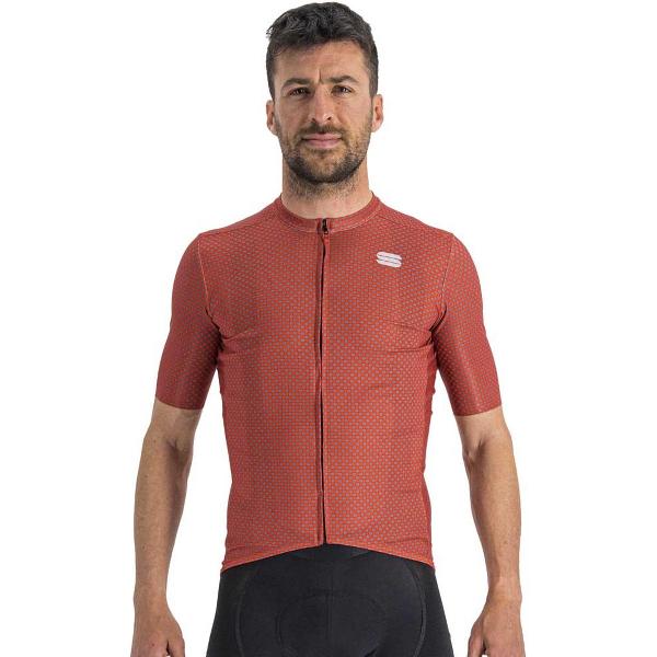 Sportful Fietsshirt Korte Mouwen Rood Paars Heren - Checkmate Jersey Chili Red Mauve-XL