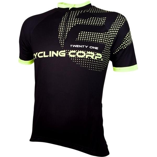 Wielershirt 21 Virages Cycling Corp Zwart Fluo Geel-M