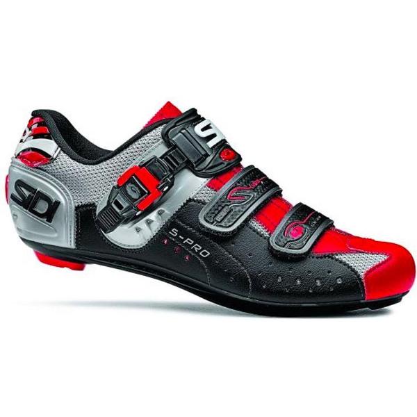 Sidi Scarpe Genius 5-Pro - Racefietsschoenen - Steel Zwart Rood - Maat 38