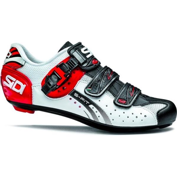 Sidi Scarpe Genius 5-Fit - Racefietsschoenen - Carbon Composite Zool - Wit Zwart Rood - Maat 40