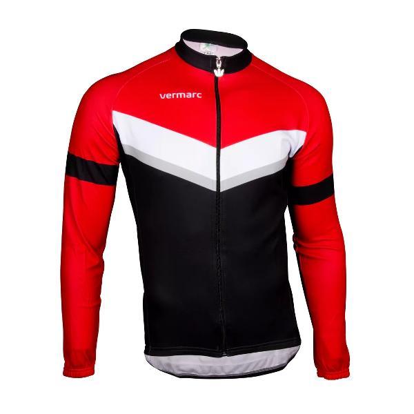 Vermarc Puntino Fietsshirt Lange Mouwen ES.L Heren Zwart/Rood maat M