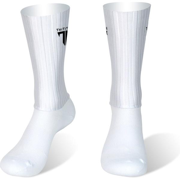 TriTiTan Professional Breathable Aero Cycling Socks - Fietssokken - Wit - S