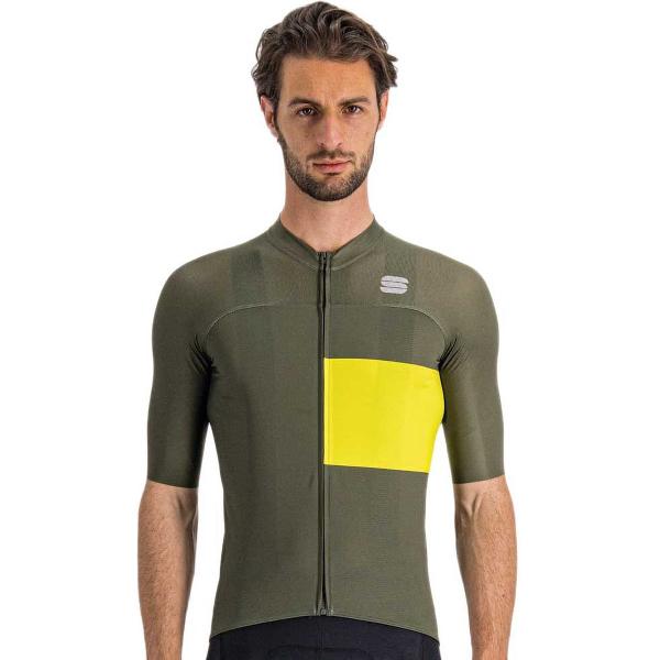 Sportful Fietsshirt Korte Mouwen Groen Geel Heren - Snap Jersey Beetle Cedar-XXL