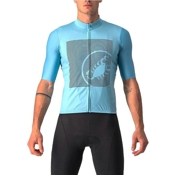 Castelli Fietsshirt Korte Mouwen Heren Turquoise Blauw - BAGARRE JERSEY CELESTE SAVILE BLUE-XL