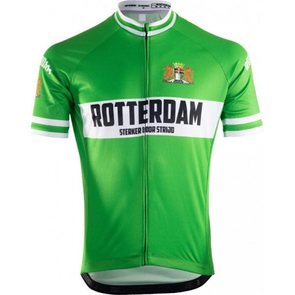 21Virages Rotterdam Sterker door Strijd fietsshirt korte mouwen retro heren Groen Wit-S