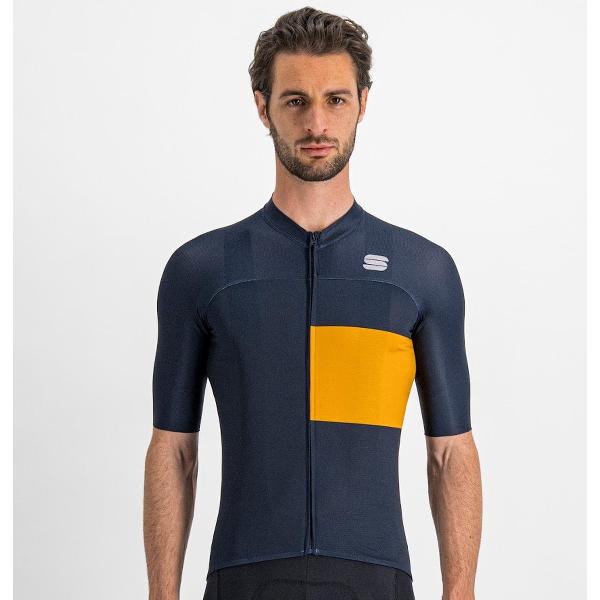 Sportful Fietsshirt Korte Mouwen Blauw Goud Heren - Snap Jersey Galaxy Blue Golden Oak-M