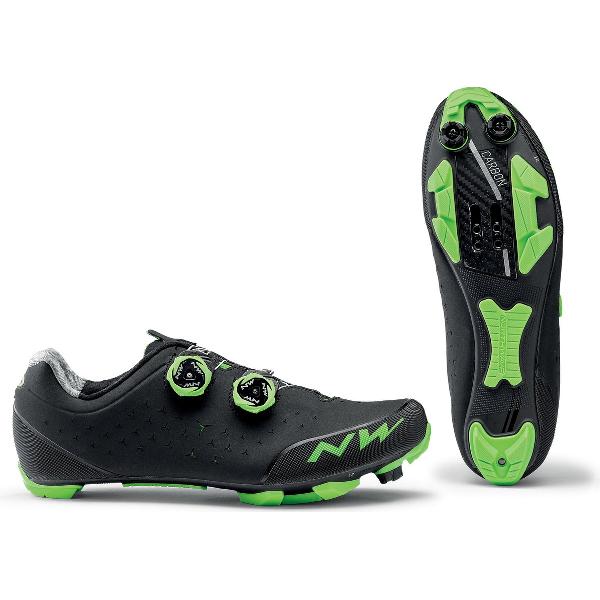 Northwave Rebel 2 fietsschoenen - Zwart/groen fluo - Maat 41 1/2