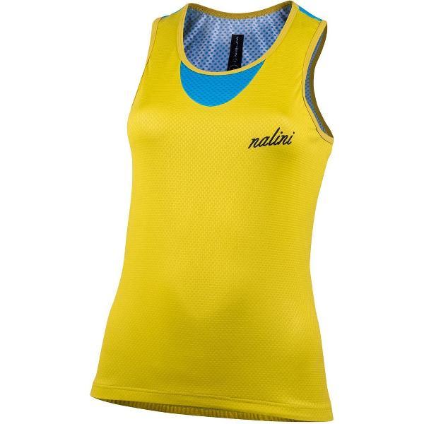 Nalini - Dames - Fietsshirt - Mouwloos - Wielrenshirt - Geel - Blauw - TANK TOP LADY - L