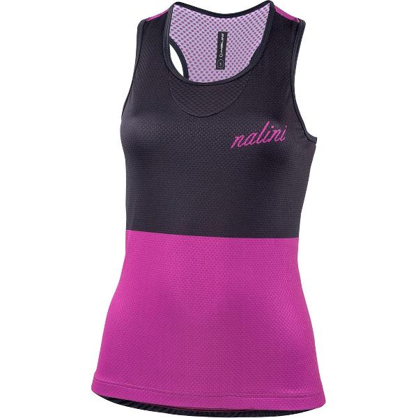 Nalini Dames Fietsshirt mouwloos - wielrenshirt Zwart Fucsia - NEW TANK TOP LADY Black/Fuxia - XS