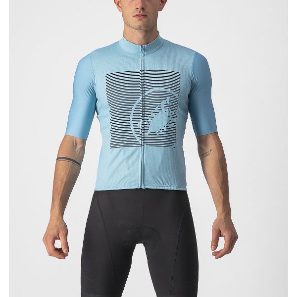 Castelli Fietsshirt Korte Mouwen Heren Turquoise Blauw - BAGARRE JERSEY CELESTE SAVILE BLUE-M