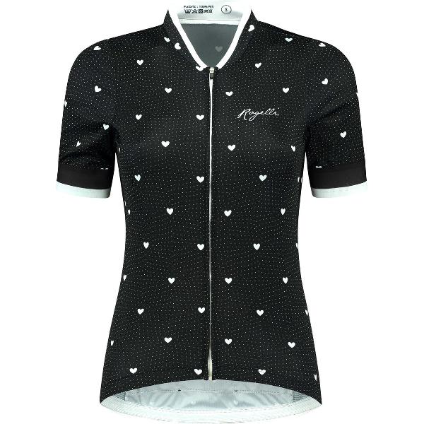 Rogelli Hearts Fietsshirt - Korte Mouwen - Dames - Zwart, Wit - Maat L