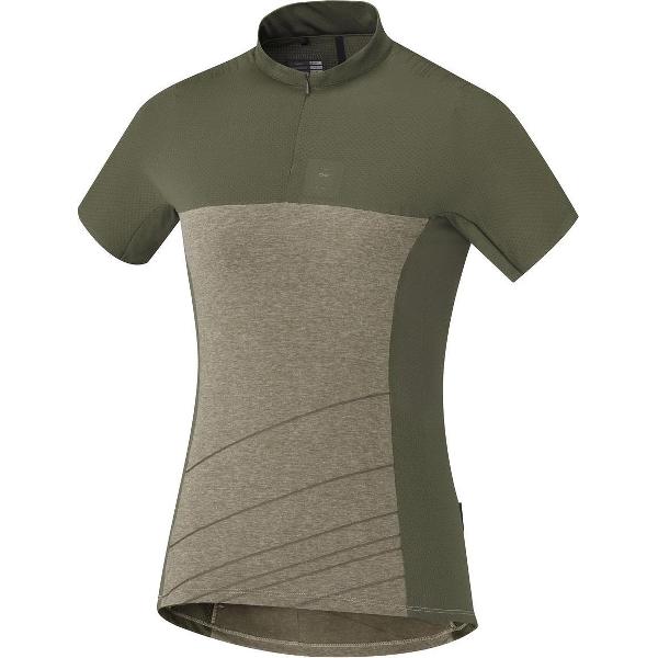 Shimano Trail Dames Fietsshirt Met Korte Mouwen Dusky Groen