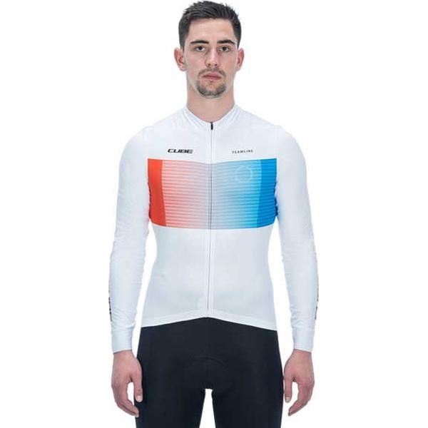 CUBE Teamline Jersey Met Korte Mouwen Heren - White / Blue / Red - L