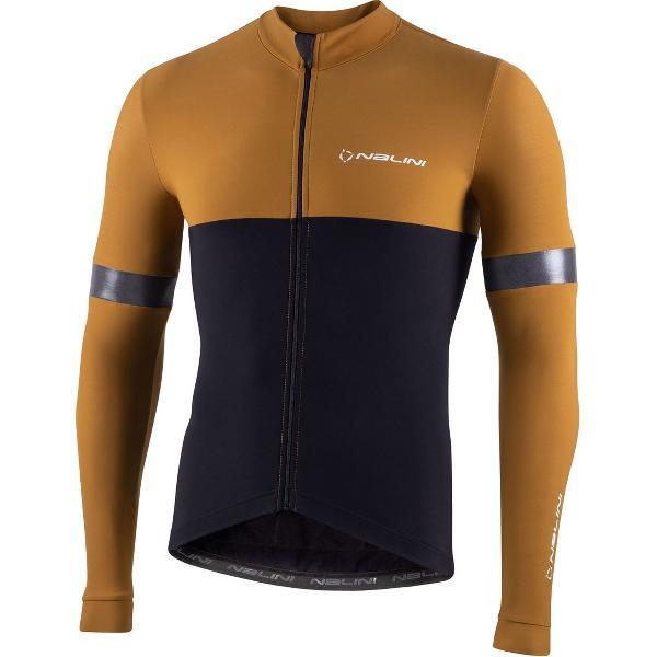 Nalini - Heren - Fietsshirt - Lange Mouwen - Wielrenshirt - Bruin - Zwart - NEW WARM REFLEX J - L