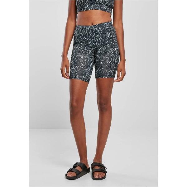 Urban Classics - Tie Dye High Waist Korte cycle broek - S - Zwart/Wit