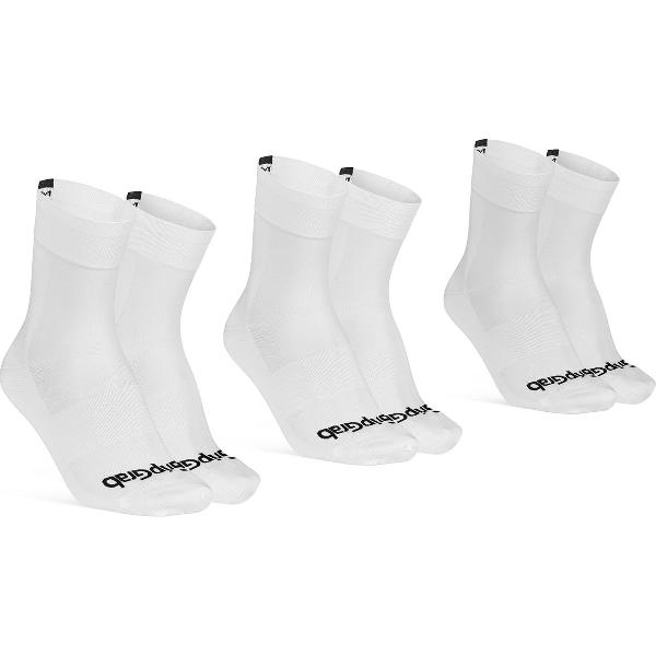 GripGrab - Lightweight SL 3PACK Performance Zomer Fietssokken 3 Paar Wielersport Sokken - Wit - Unisex - Maat L (44-47)