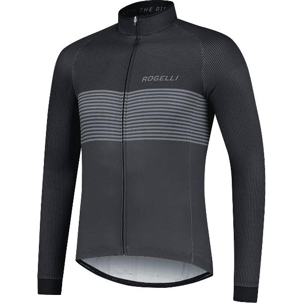 Rogelli Boost Wielershirt Lange Mouwen - Fietsshirt Heren - Zwart/Wit - Maat 2XL