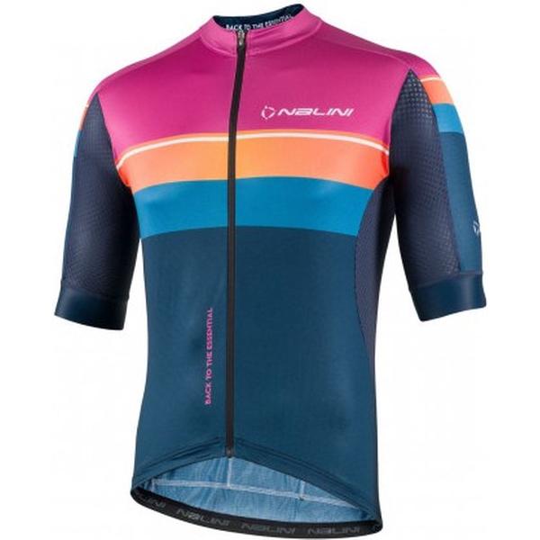 Nalini Fietsshirt Korte Mouwen Heren Blauw Paars - NEW SPEED JERSEY BLUE FUCHSIA ORANGE-XXL