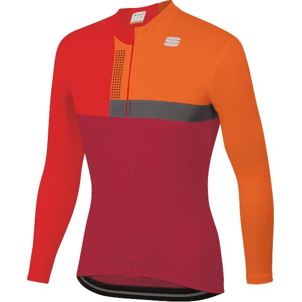 Sportful Fietsshirt lange mouwen Heren Rood Anthraciet - BOLD THERMAL JERSEY RED RUMBA ANTHRACITE - L