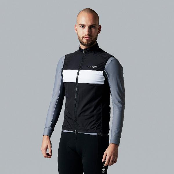 Acelera - Lichte Winddichte Fiets Gilet Wielrennen Windvest Mouwloos - Zwart - Heren - Maat M