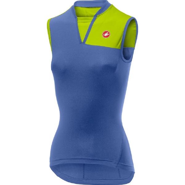 Castelli Fietsshirt Dames Blauw Groen - CA Protagonista 2 Sleeveless Blue Iris Chartreuse - L