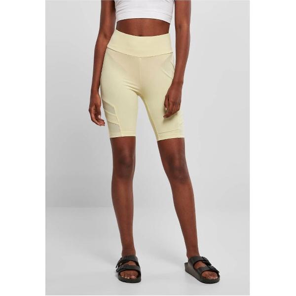 Urban Classics - High Waist Tech Mesh Korte cycle broek - L - Geel