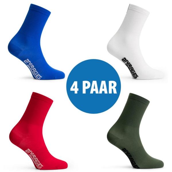 21Virages 4 PAAR Colora fietssokken Rood Blauw Groen Wit-37-42