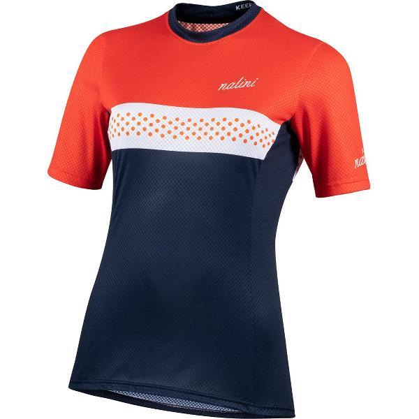 Nalini - Dames - Fietsshirt - Korte Mouwen - Wielrenshirt - Blauw - Rood - MTB LADY SHIRT - L