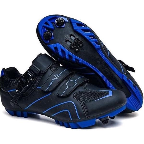 RAMBUX® - Fietsschoenen - MTB Schoenen Heren & Dames - Zwart Blauw - SPD Zool - Wielrenschoenen - Klikschoenen - Mountainbike - Racefiets - Maat 47