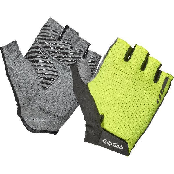 GripGrab - Expert RC Max Korte Vinger Zomer Fietshandschoenen met Padding - Geel Hi-Vis - Unisex - Maat M