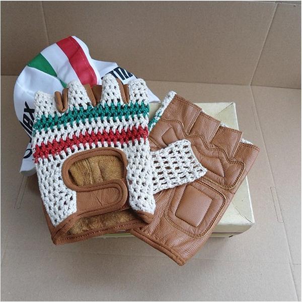 Retro Cycling fietshandschoenen zomer Italia - Vintage style leather Cycling gloves-XL