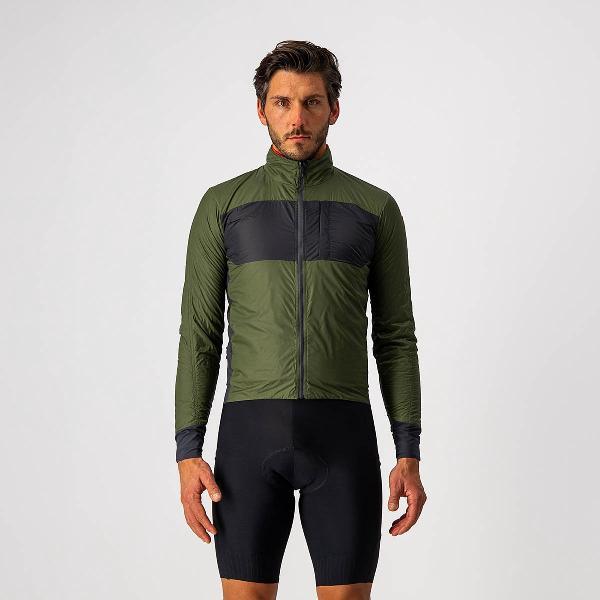 Castelli Windstopper jacket Heren Groen Grijs - UNLIMITED PUFFY JACKET LIGHT MILITARY GREEN DARK GRAY - 2XL