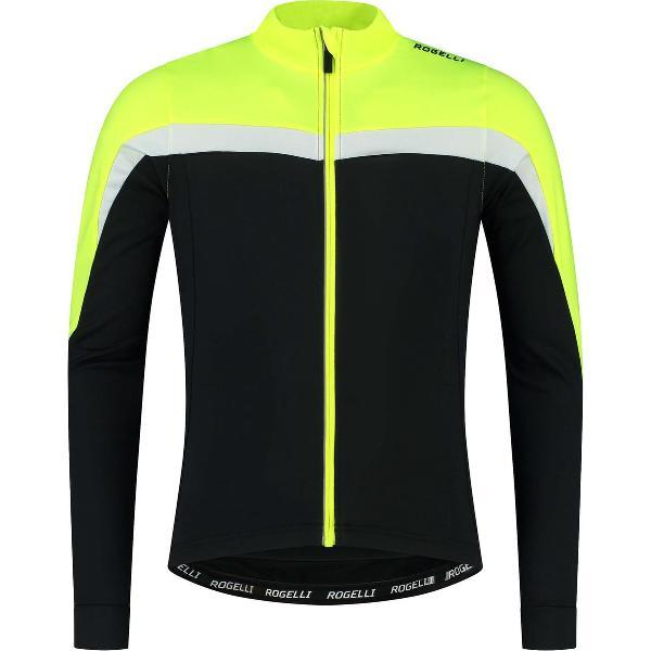 Rogelli Course Fietsshirt Heren - Wielershirt met Lange Mouwen - 10°-20° C - Zwart,Fluor Geel, Wit - Maat L