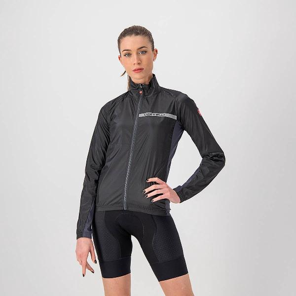 Castelli Windstopper jacket Dames Zwart Grijs - SQUADRA STRETCH W JACKET LIGHT BLACK DARK GRAY - XL